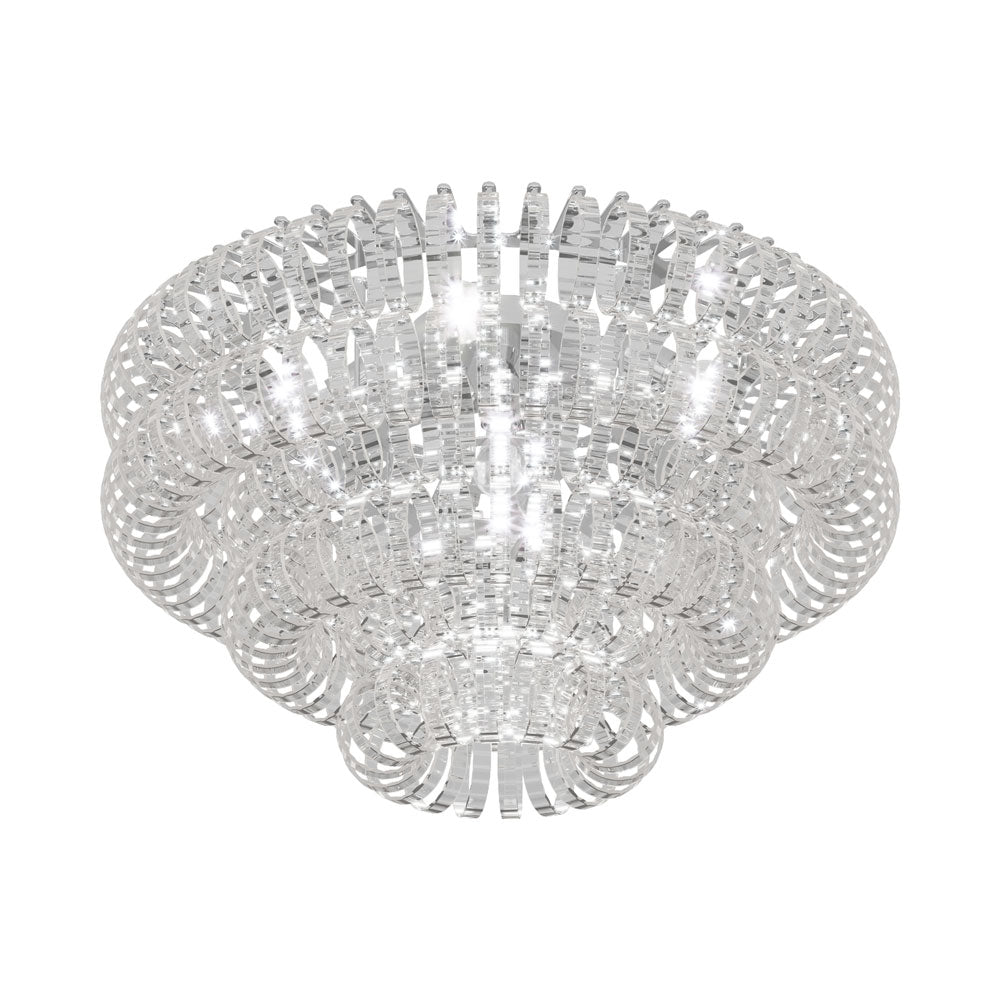 Ecos Flush Mount Ceiling Light in Glossy Chrome/Crystal Striped (Large).