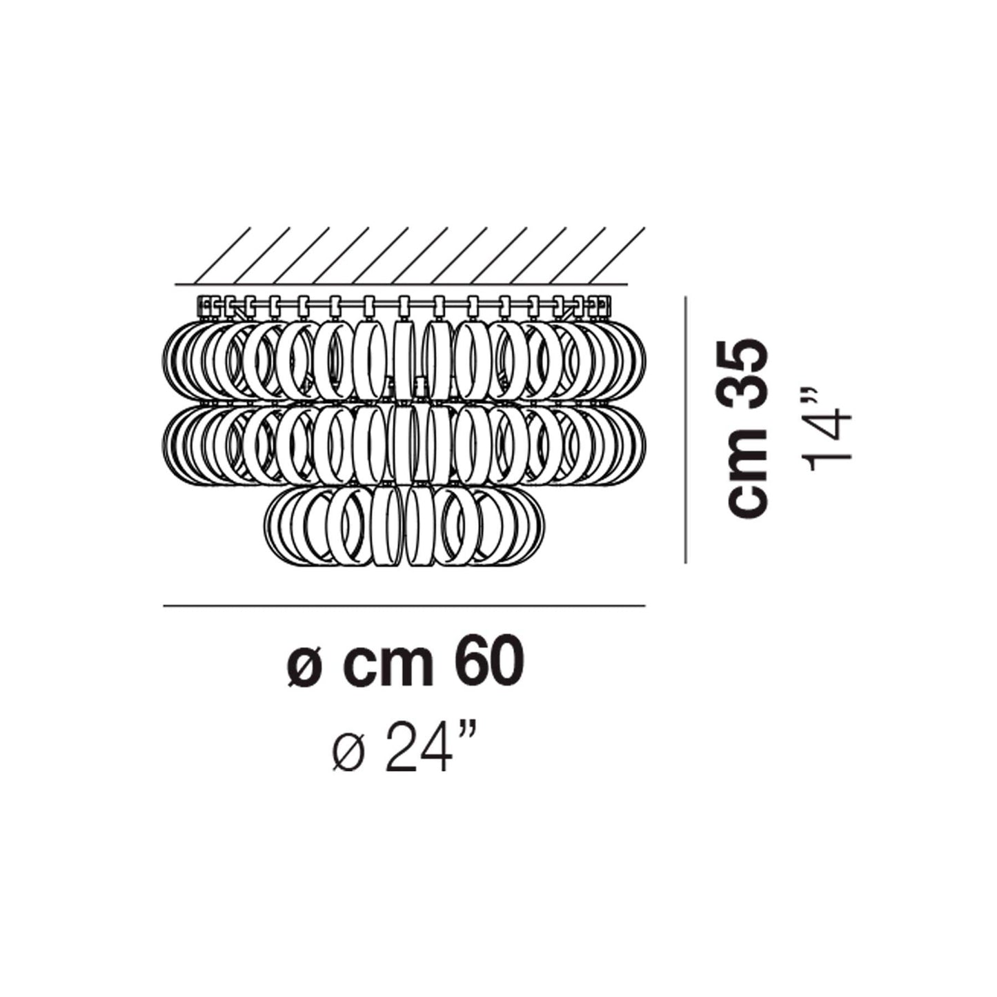 Ecos Flush Mount Ceiling Light - line drawing.