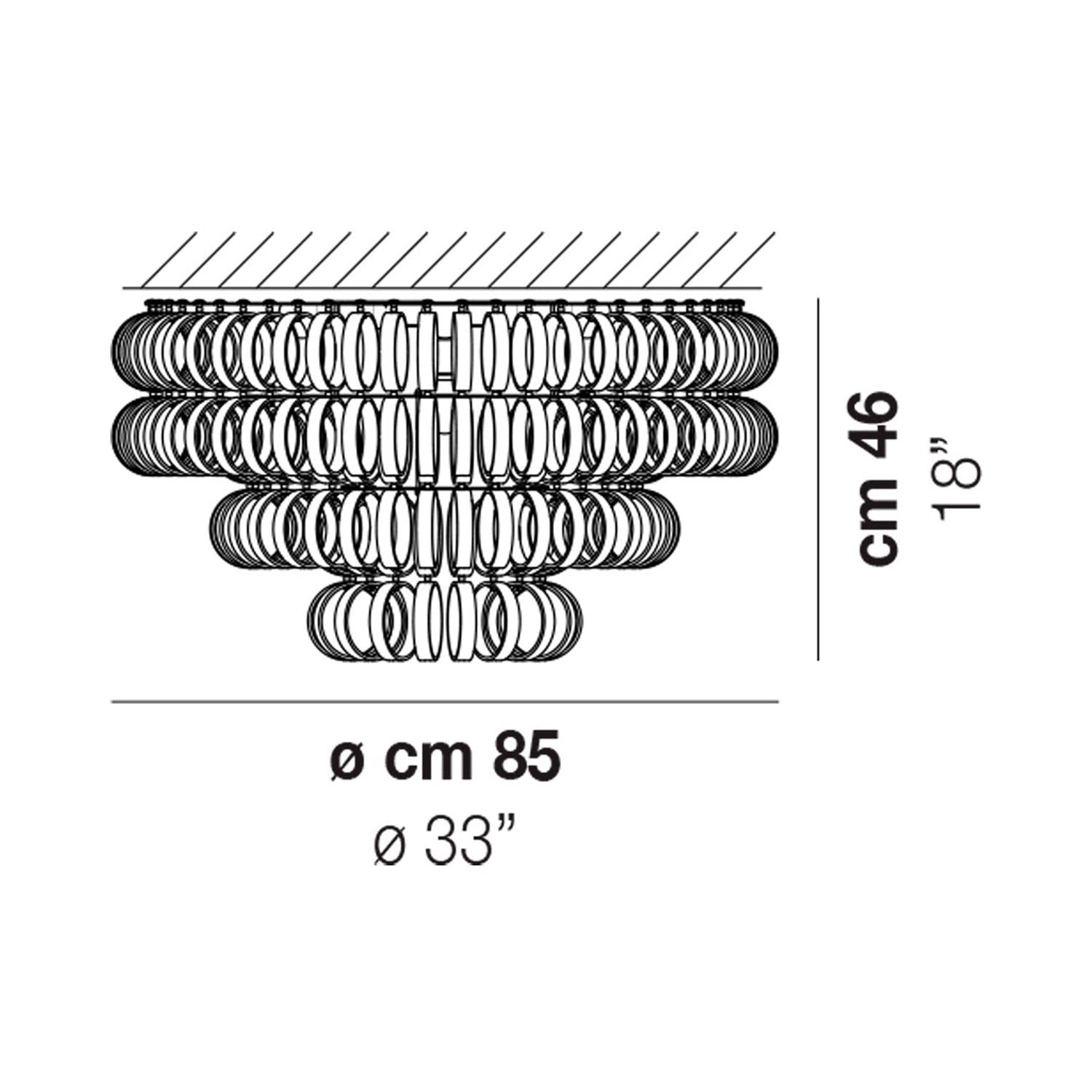 Ecos Flush Mount Ceiling Light - line drawing.