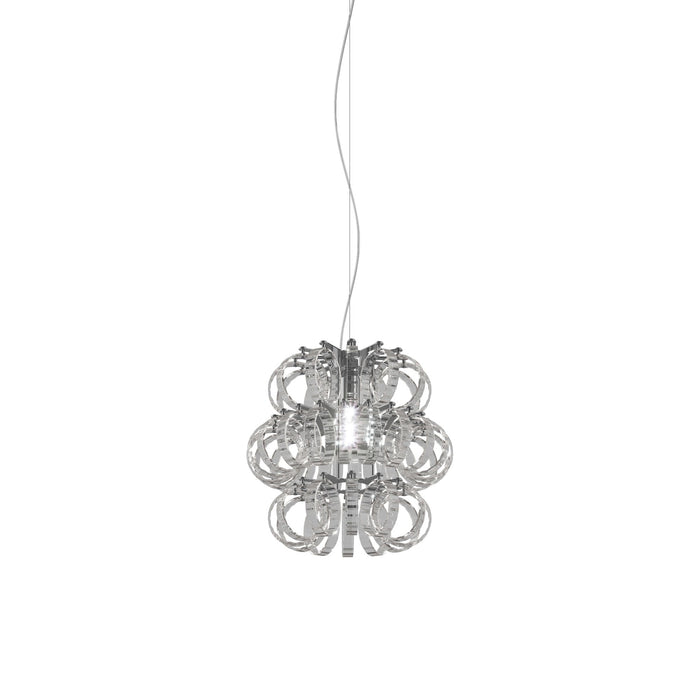 Ecos Pendant Light in Glossy Chrome/Crystal Striped.