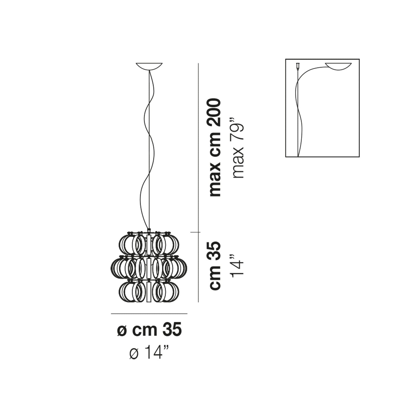 Ecos Pendant Light - line drawing.