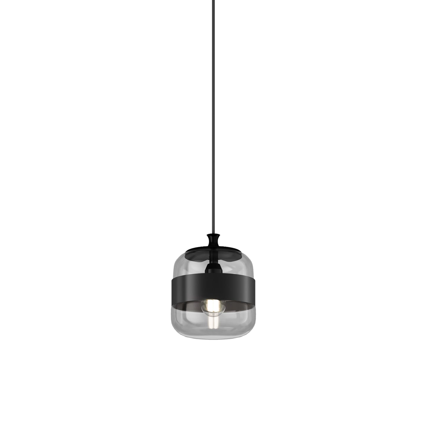 Futura Pendant Light in Matte Black/Crystal Black (Small).