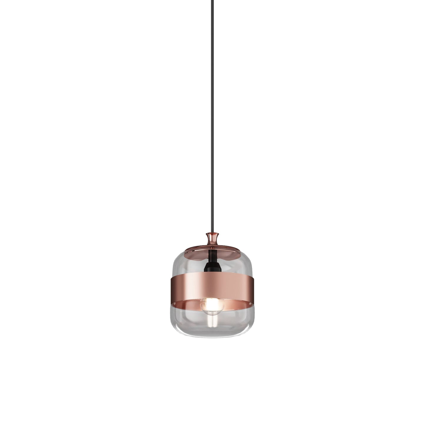 Futura Pendant Light in Matte Black/Crystal Copper (Small).