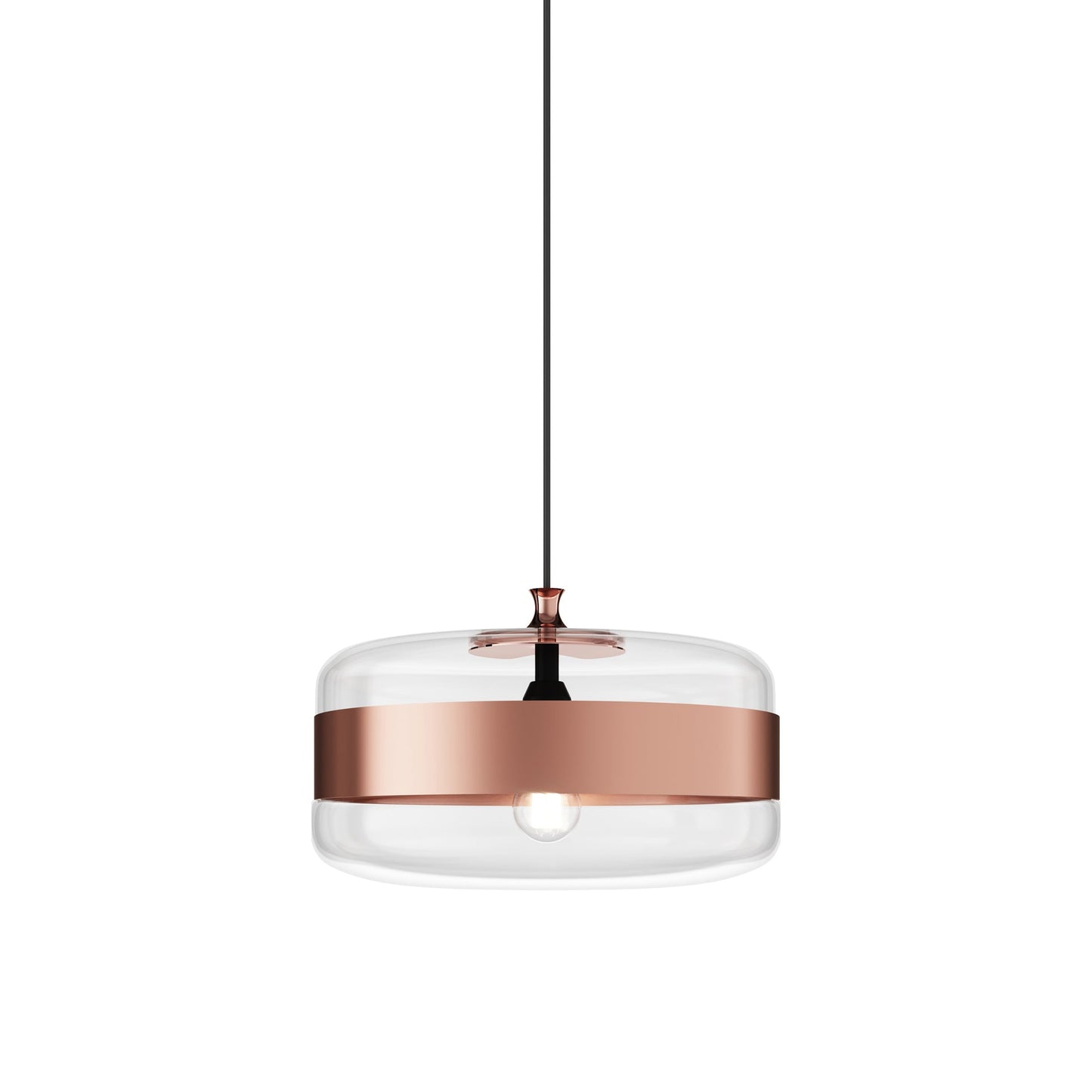 Futura Pendant Light in Matte Black/Crystal Copper (Large).