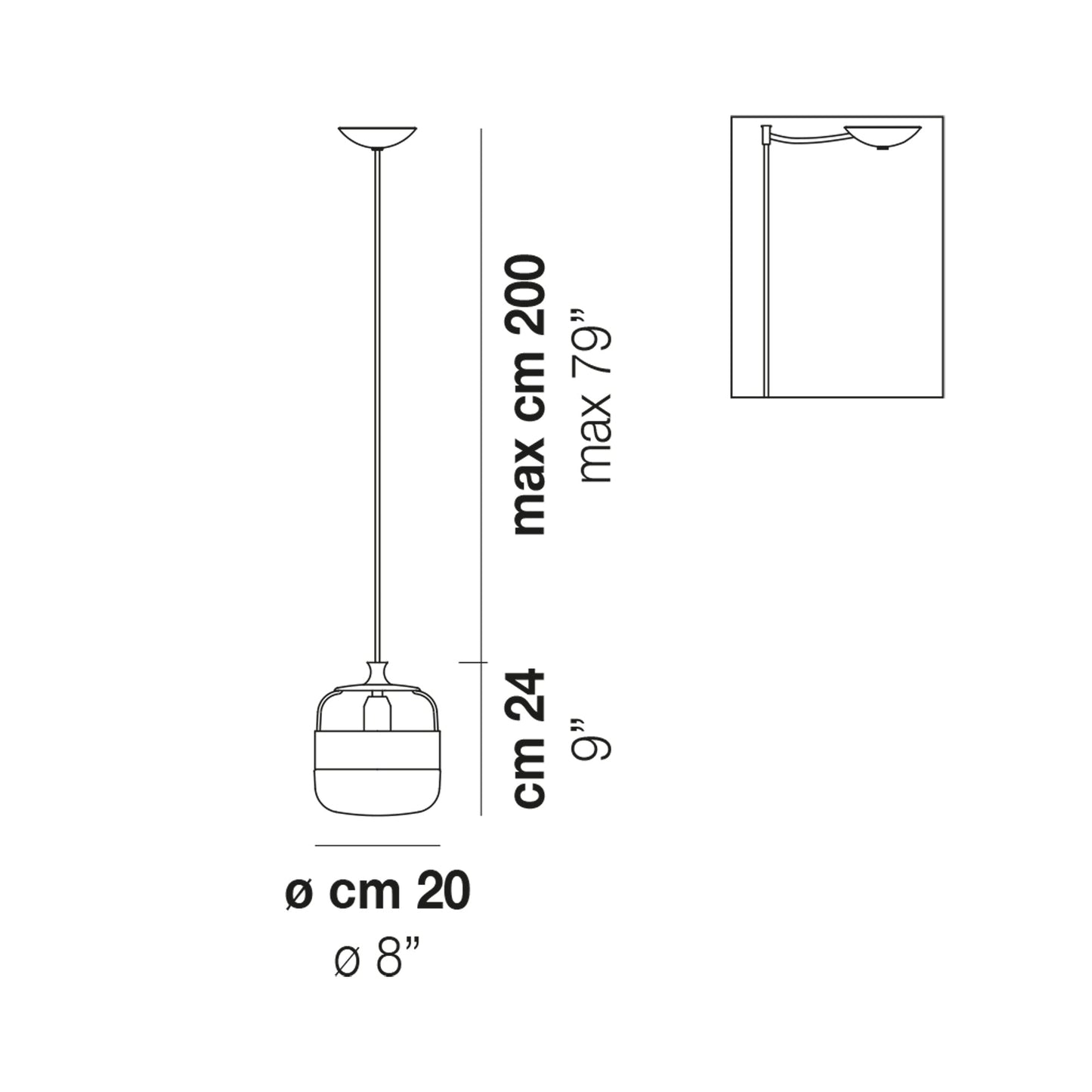 Futura Pendant Light - line drawing.