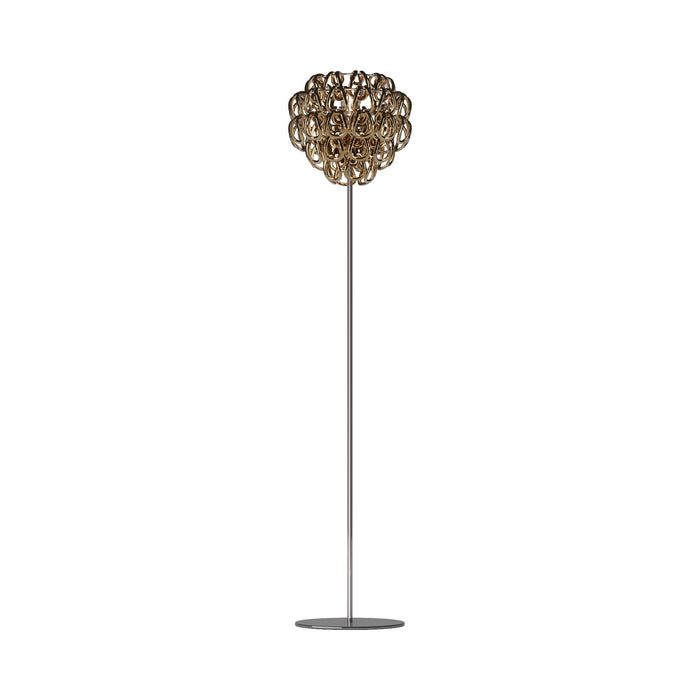 Giogali Floor Lamp in Glossy Chrome/Crystal Bronze.