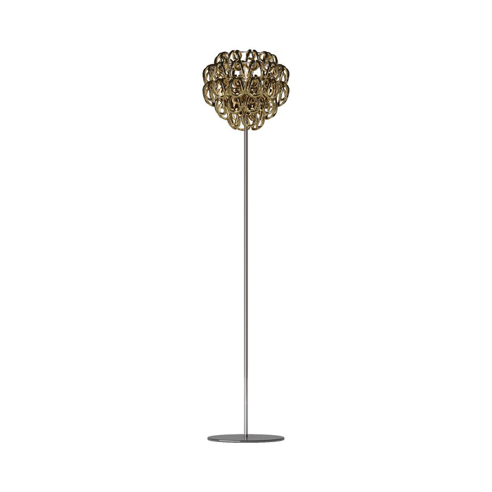 Giogali Floor Lamp in Glossy Chrome/Crystal Gold.