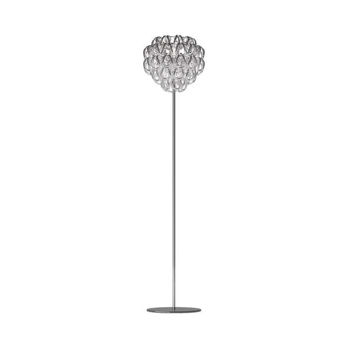 Giogali Floor Lamp in Glossy Chrome/Crystal Silver.