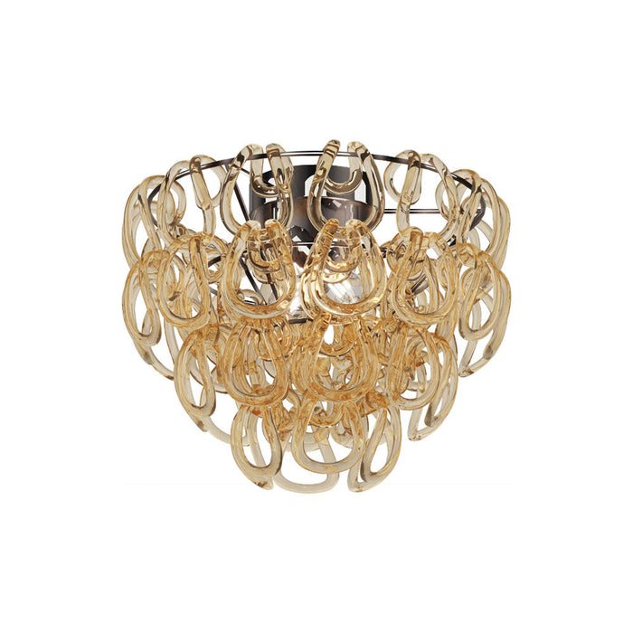 Giogali Flush Mount Ceiling Light in Crystal Amber/Glossy Chrome (Small).