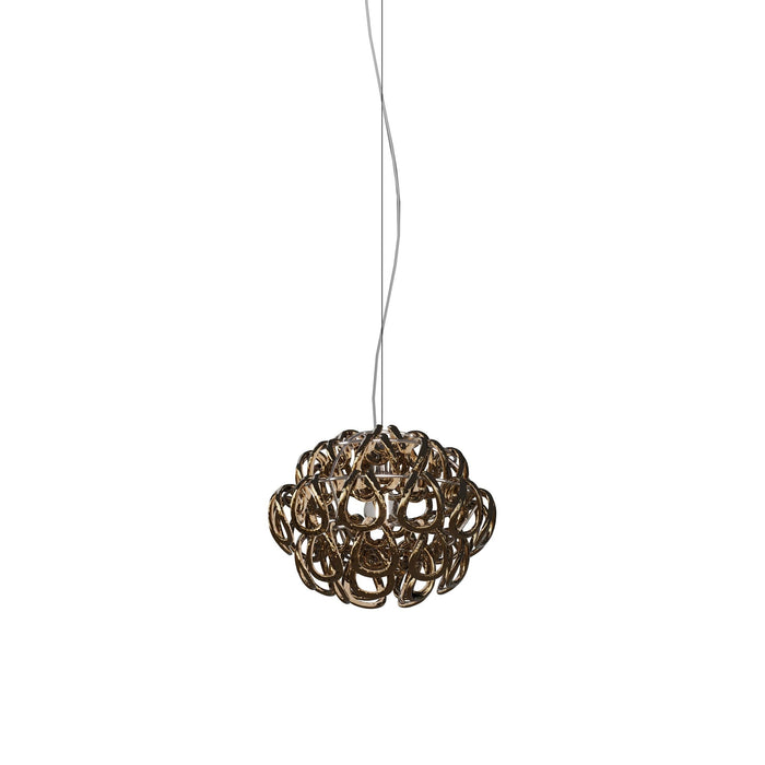 Giogali Pendant Light in Glossy Chrome/Crystal Bronze (Small).