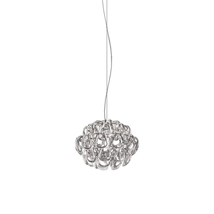 Giogali Pendant Light in Glossy Chrome/Crystal Transparent (Small).