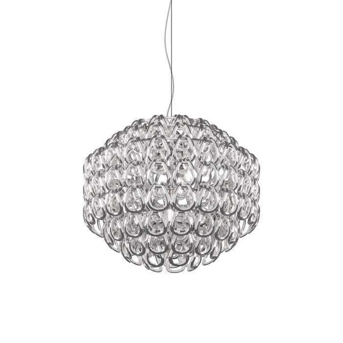 Giogali Pendant Light in Glossy Chrome/Crystal Silver (Large).