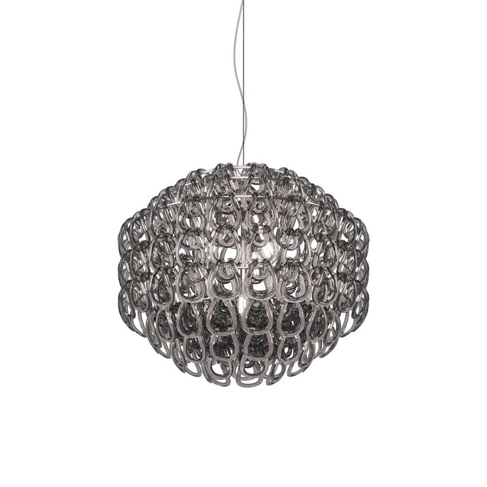 Giogali Pendant Light in Glossy Chrome/Crystal Smoky (Large).
