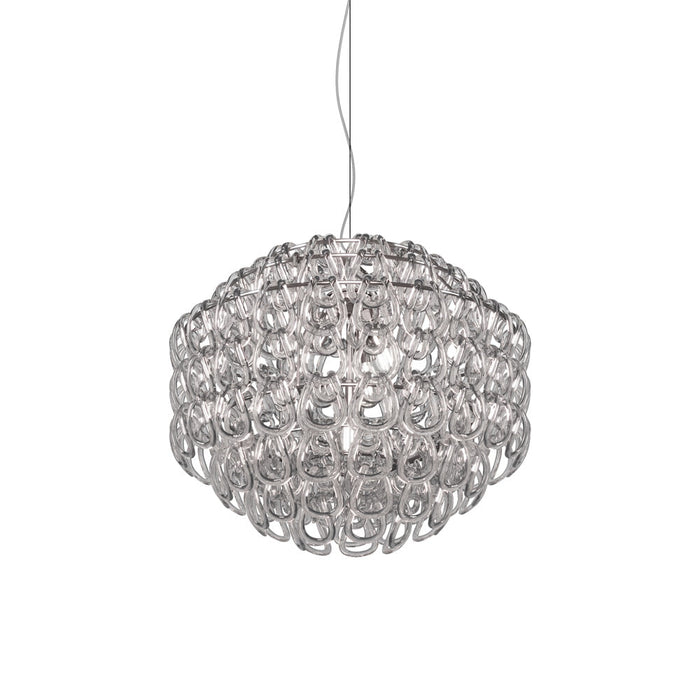 Giogali Pendant Light in Glossy Chrome/Crystal Transparent (Large).