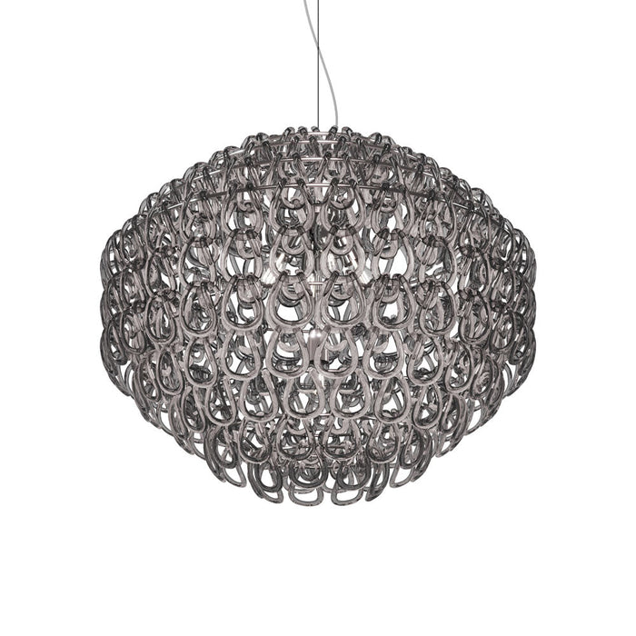 Giogali Pendant Light in Glossy Chrome/Crystal Smoky (X-Large).