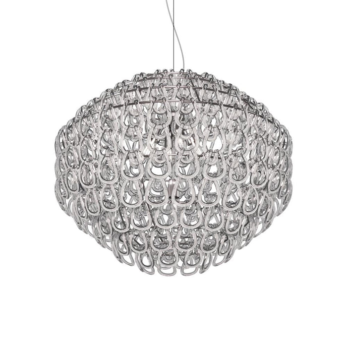 Giogali Pendant Light in Glossy Chrome/Crystal Transparent (X-Large).