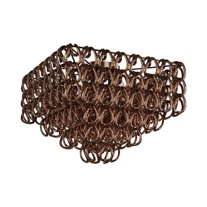 Giogali Square Flush Mount Ceiling Light in Crystal Copper/Matt Bronze.