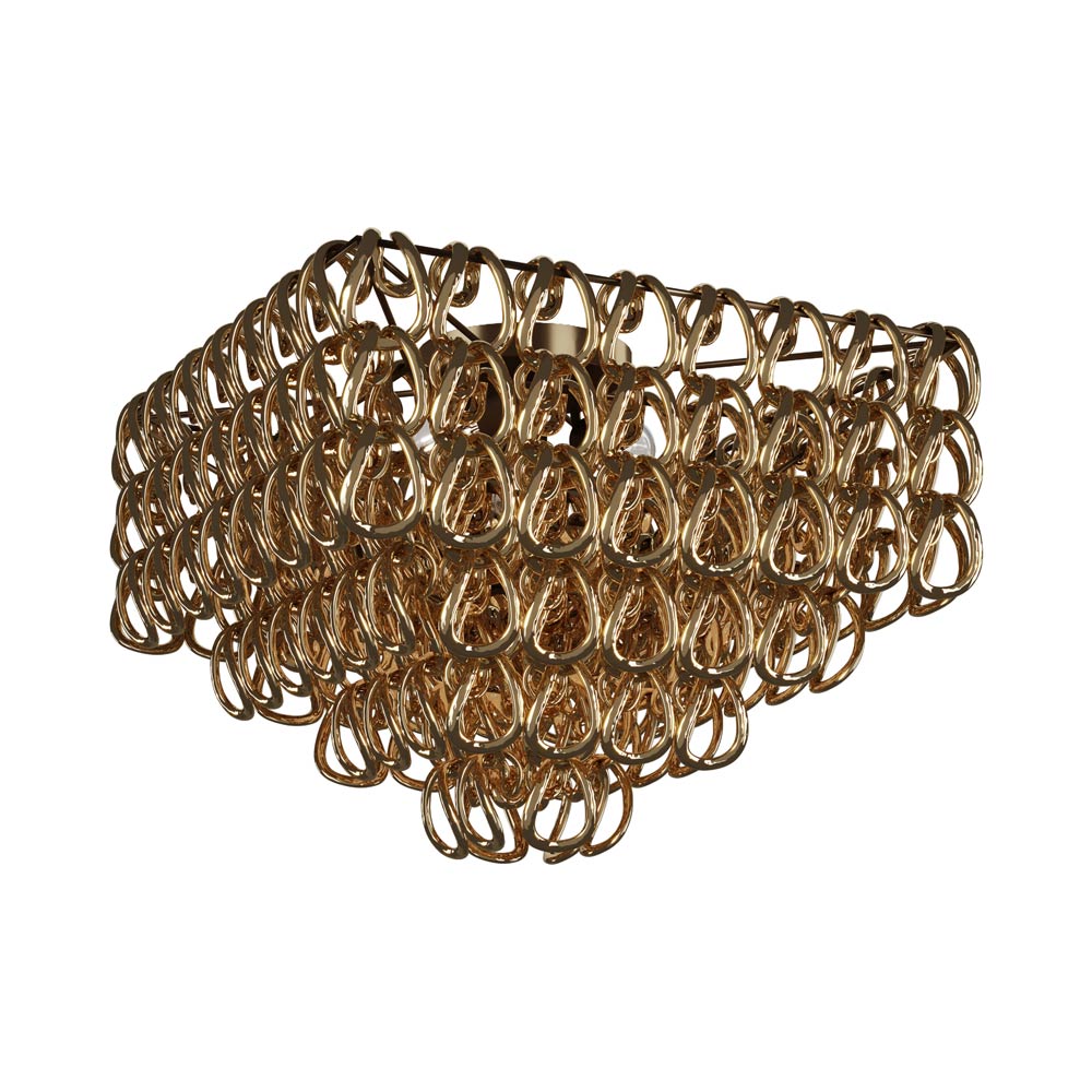 Giogali Square Flush Mount Ceiling Light in Crystal Gold/Matt Bronze.