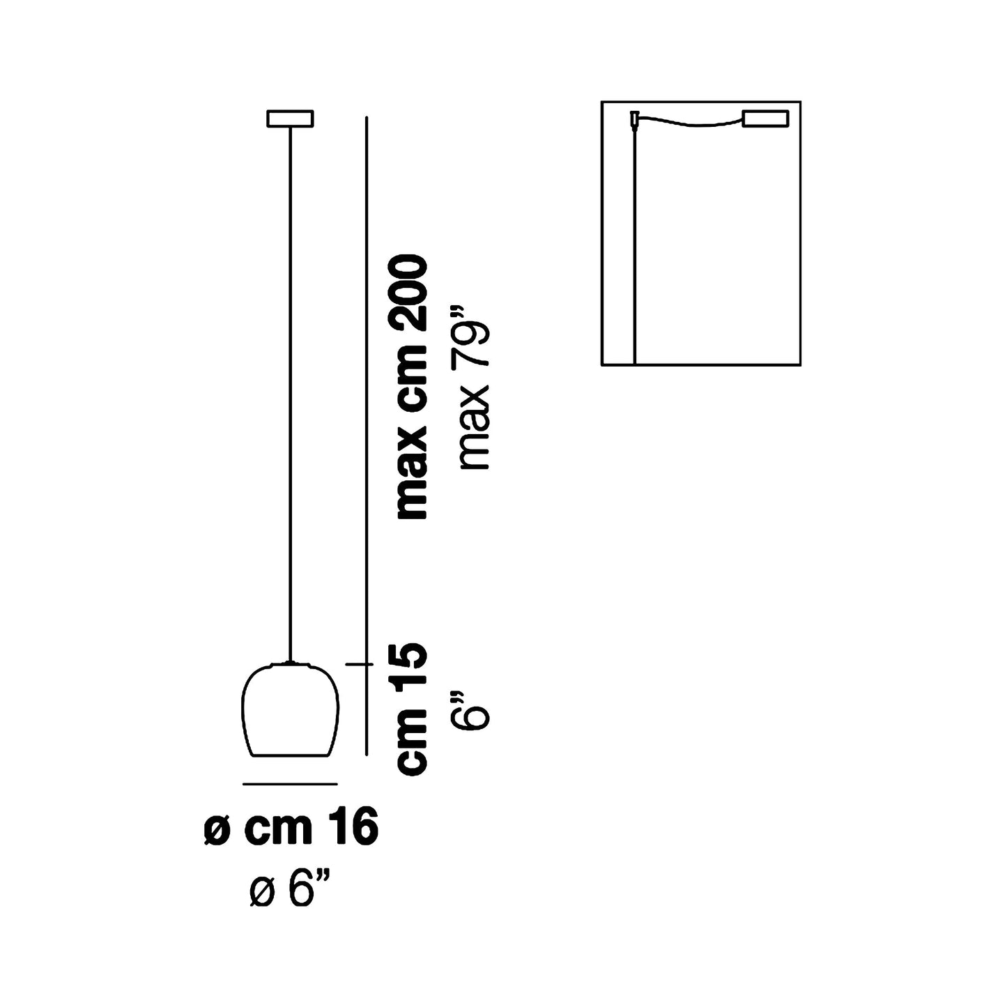 Implode Pendant Light - line drawing.