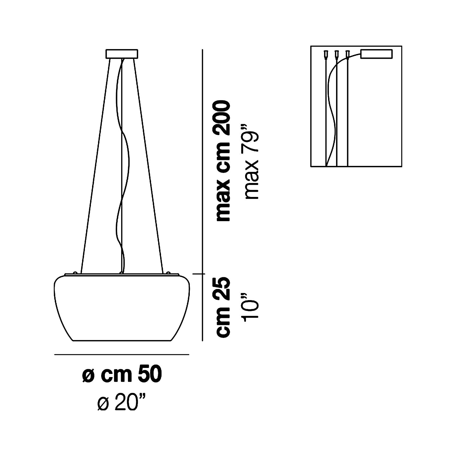 Implode Pendant Light - line drawing.