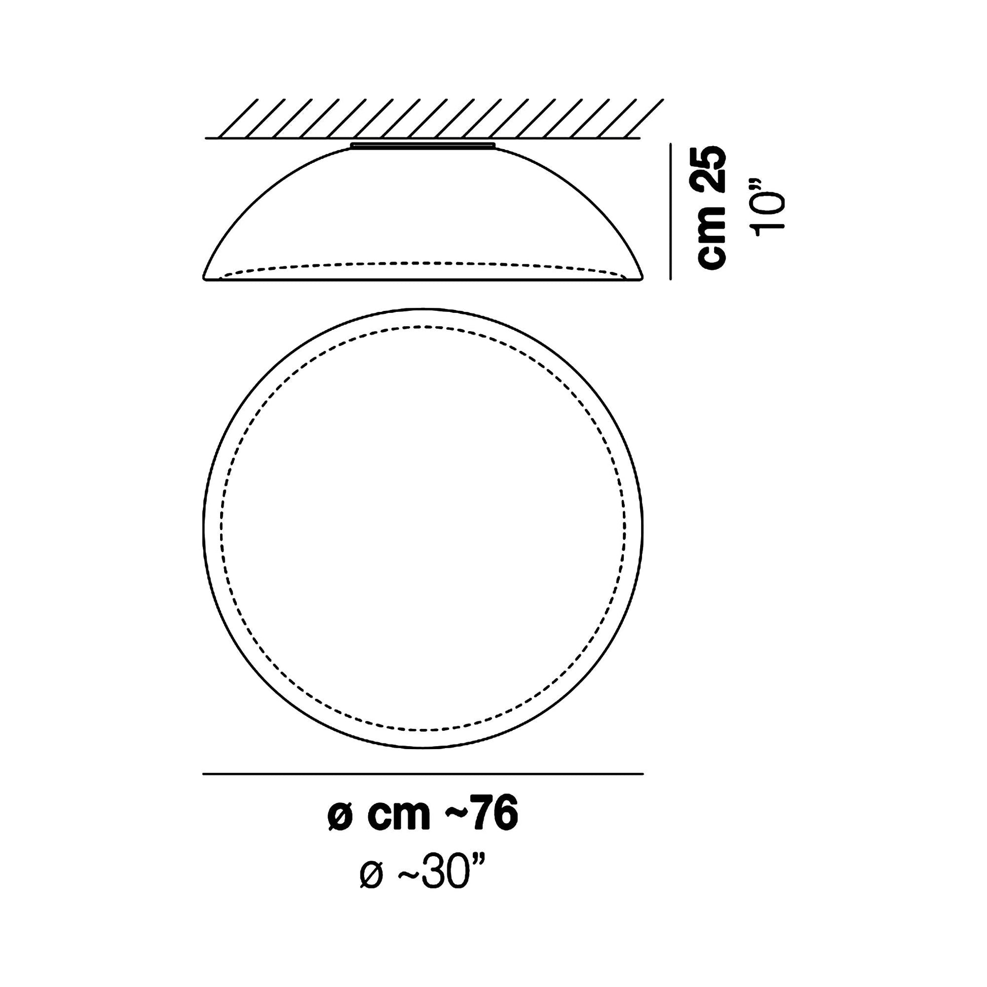 Infinita Flush Mount Ceiling Light - line drawing.