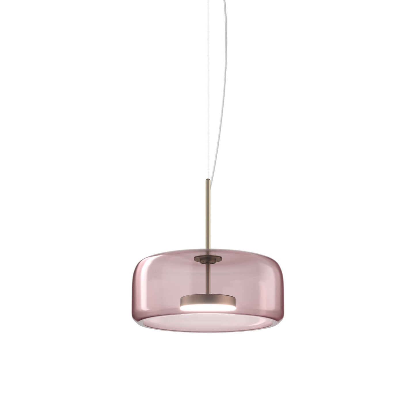 Jube 1G LED Pendant Light in Matt Steel/Light Amethyst Transparent.