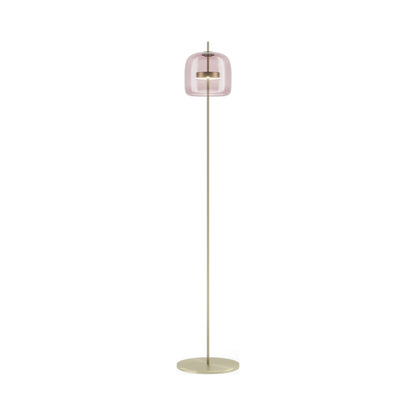 Jube LED Floor Lamp in Matt Gold/Light Amethyst Transparent.