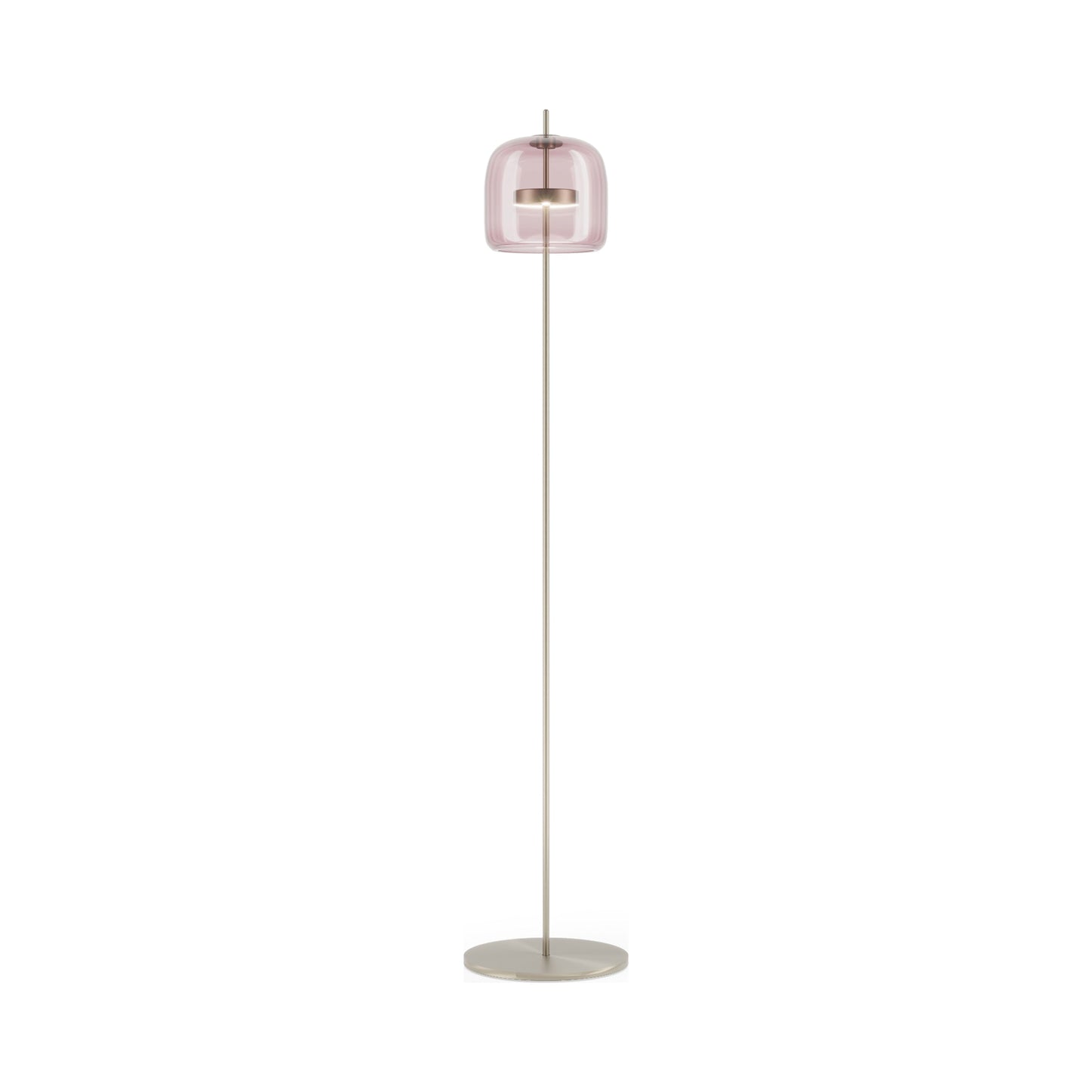 Jube LED Floor Lamp in Matt Steel/Light Amethyst Transparent.