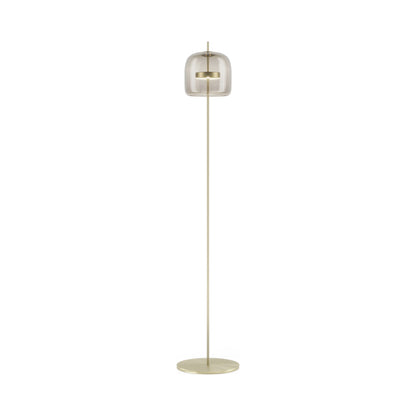 Jube LED Floor Lamp in Matt Gold/Smoky Transparent.