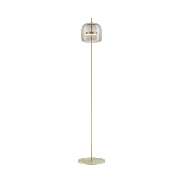 Jube LED Floor Lamp in Matt Gold/Smoky Transparent.