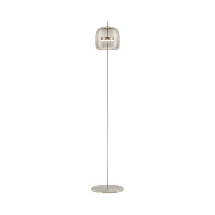 Jube LED Floor Lamp in Matt Steel/Smoky Transparent.