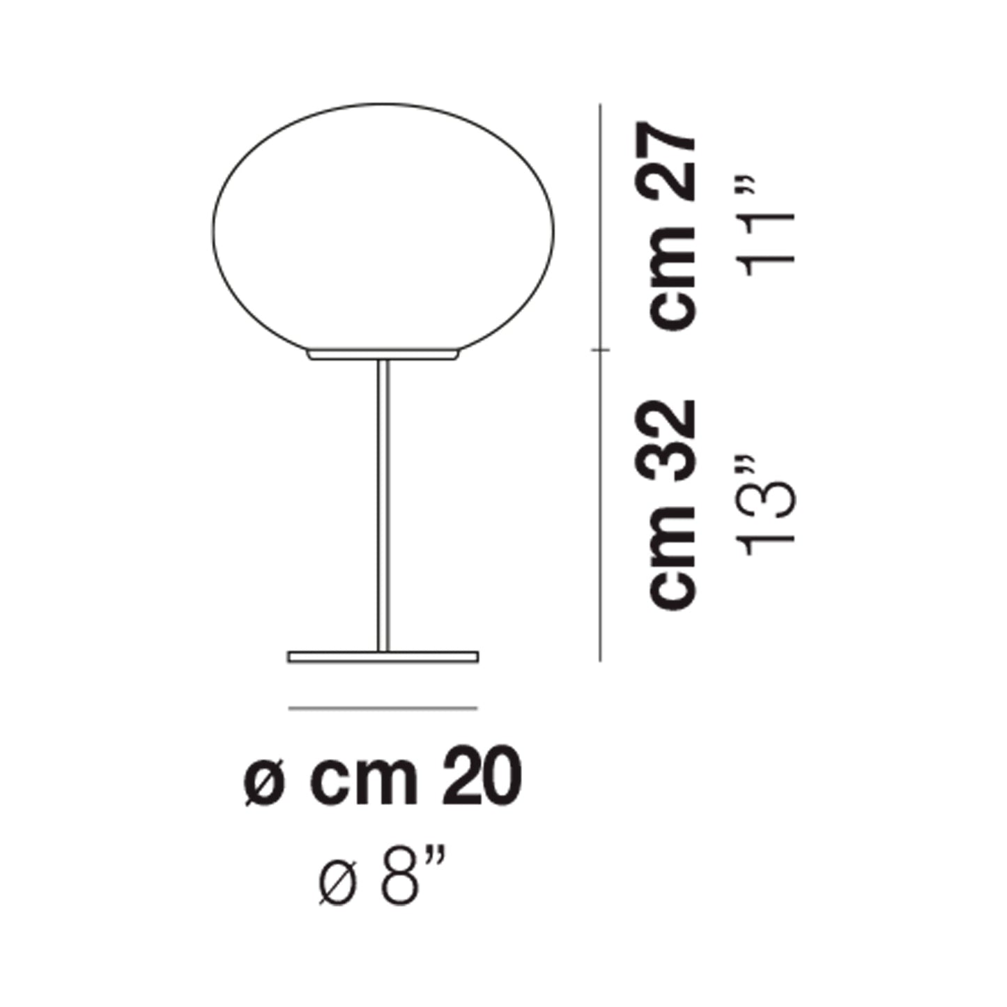 Lucciola Tall Table Lamp - line drawing.