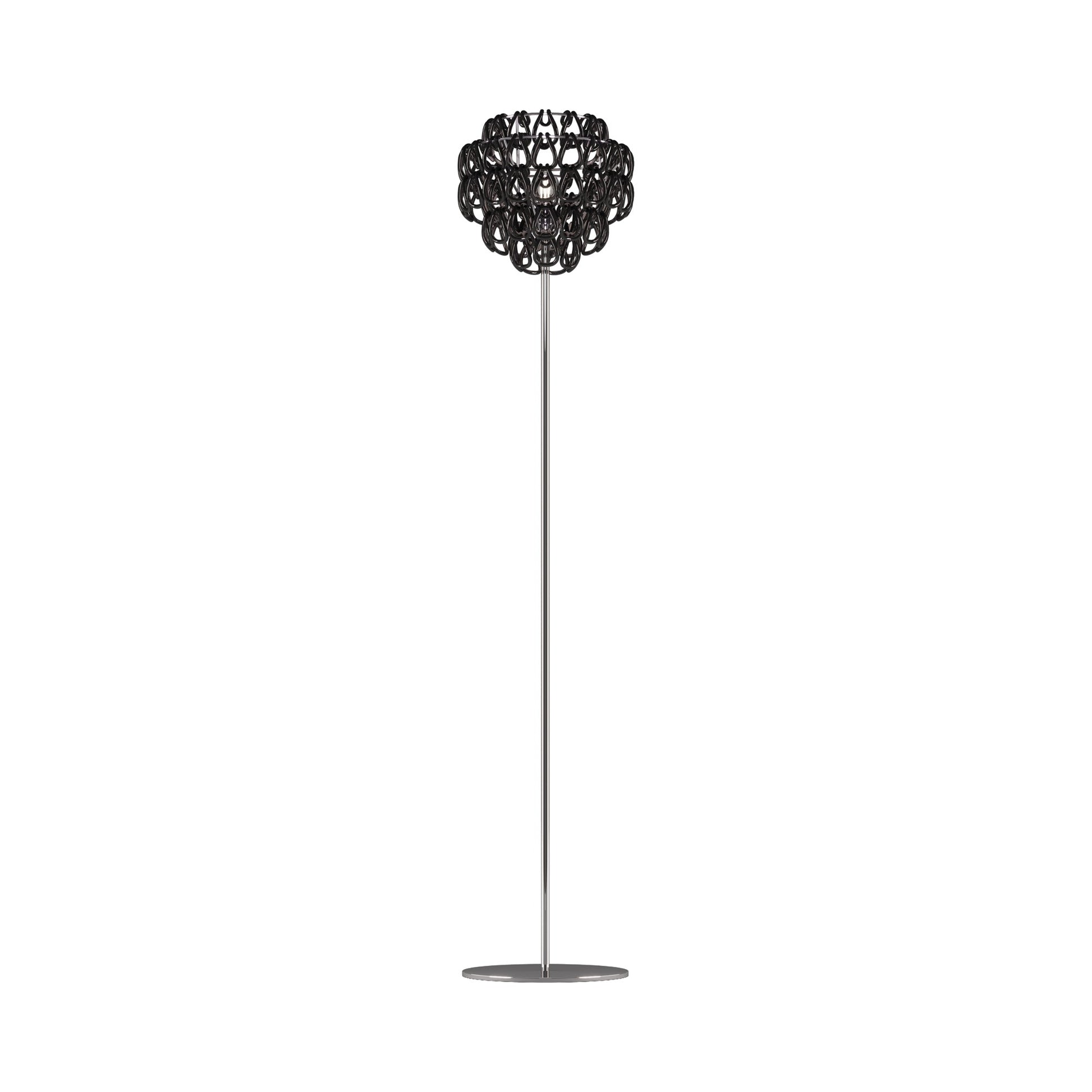 Minigiogali Floor Lamp in Black/Glossy Chrome.