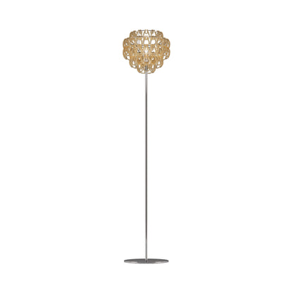 Minigiogali Floor Lamp in Crystal Amber/Glossy Chrome.