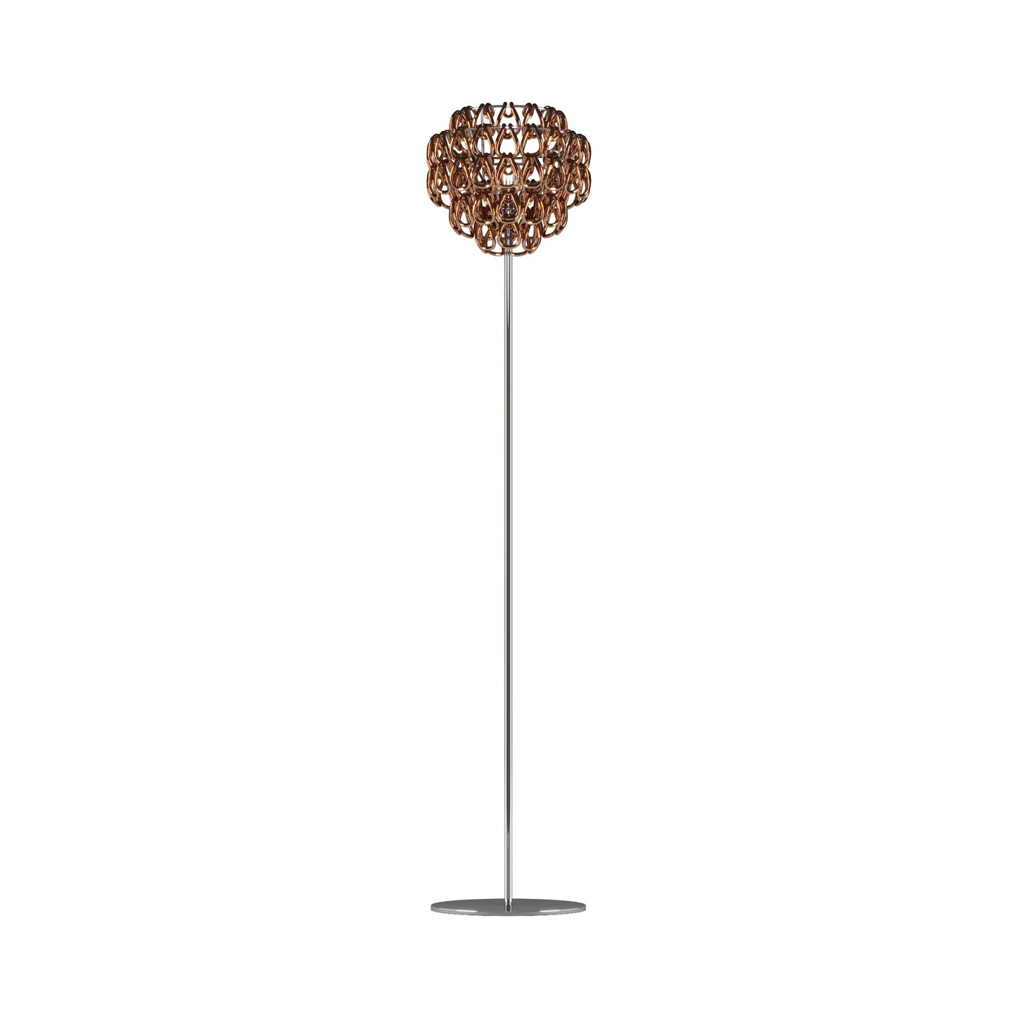 Minigiogali Floor Lamp in Crystal Copper/Glossy Chrome.