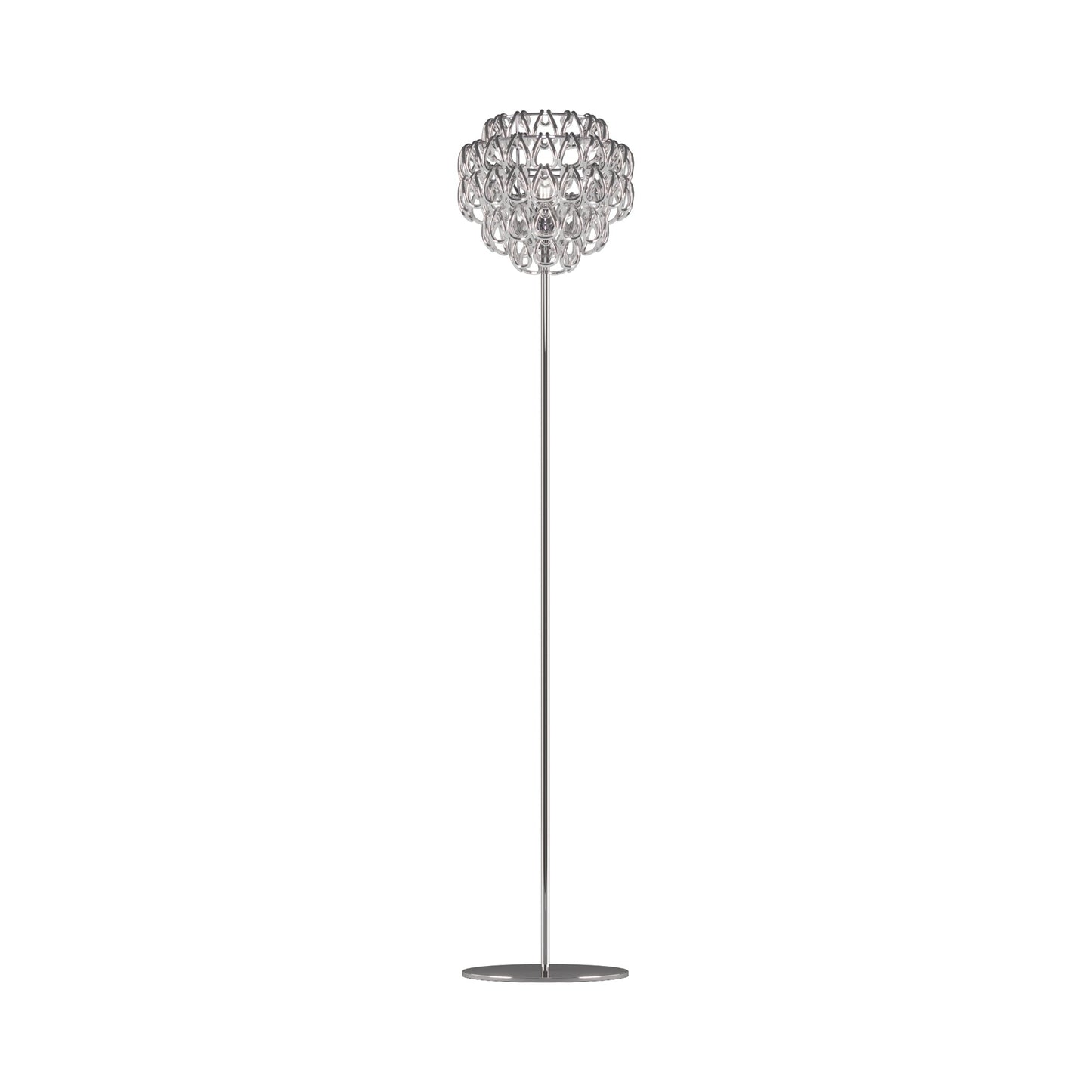 Minigiogali Floor Lamp in Crystal Silver/Glossy Chrome.