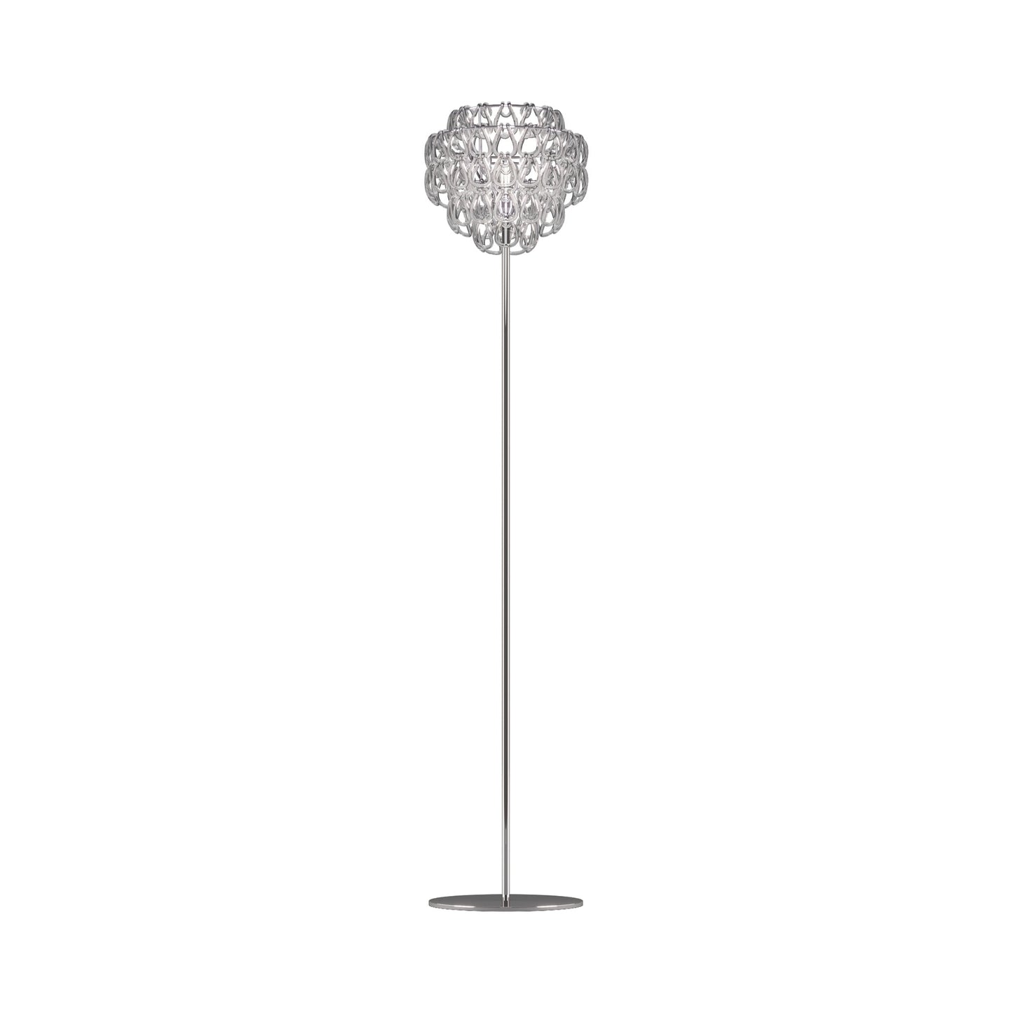 Minigiogali Floor Lamp in Crystal Transparent/Glossy Chrome.