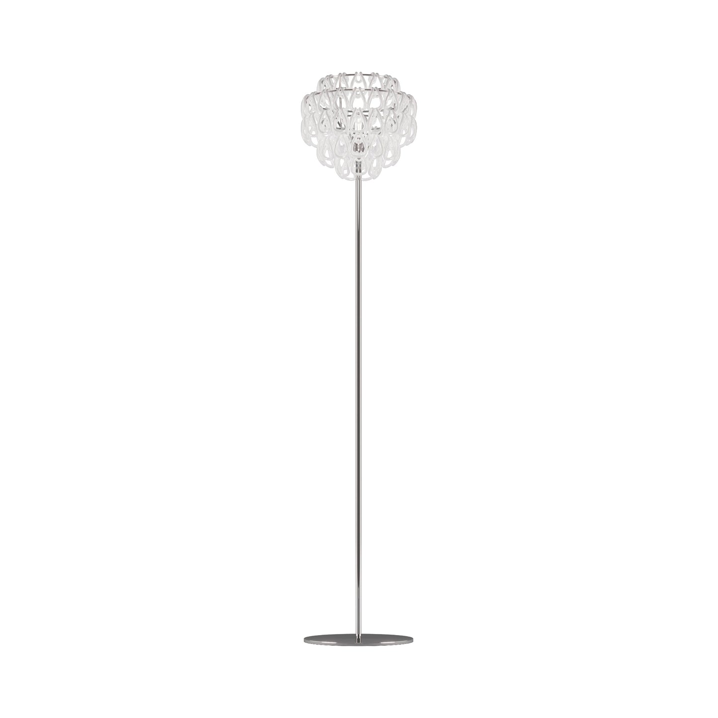 Minigiogali Floor Lamp in White/Glossy Chrome.