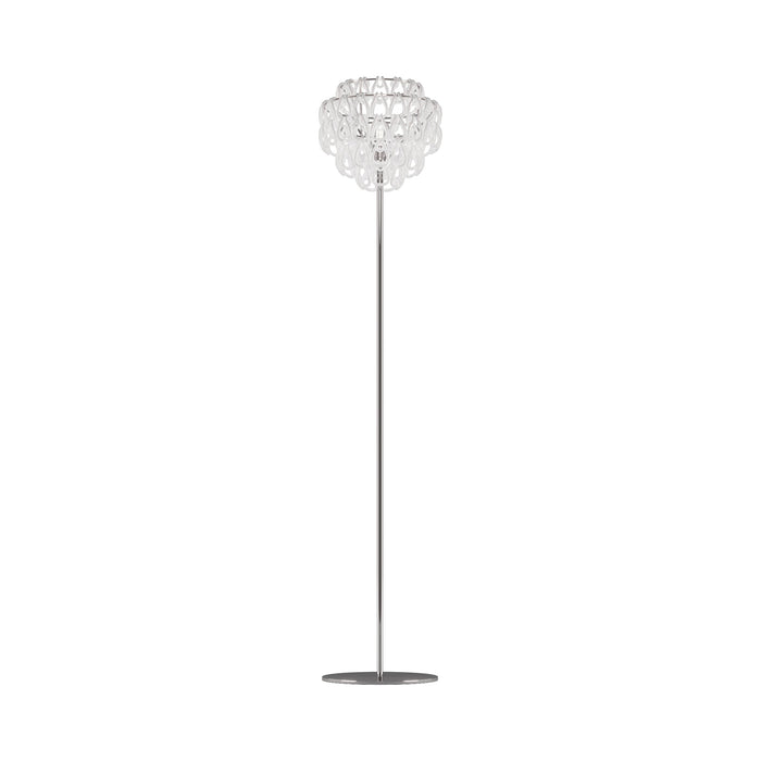 Minigiogali Floor Lamp in White/Glossy Chrome.