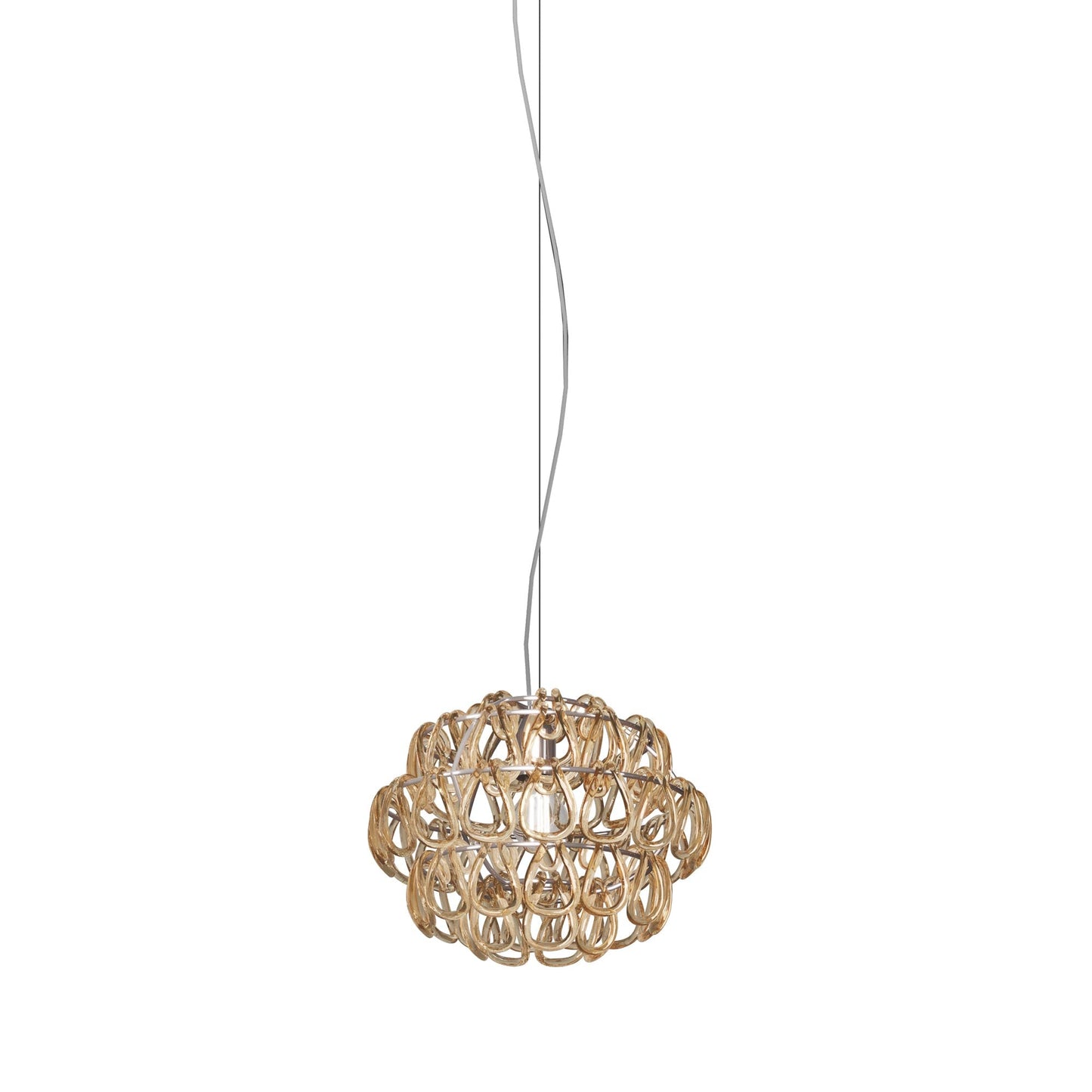 Minigiogali Pendant Light in Crystal Amber/Glossy Chrome (14-Inch).