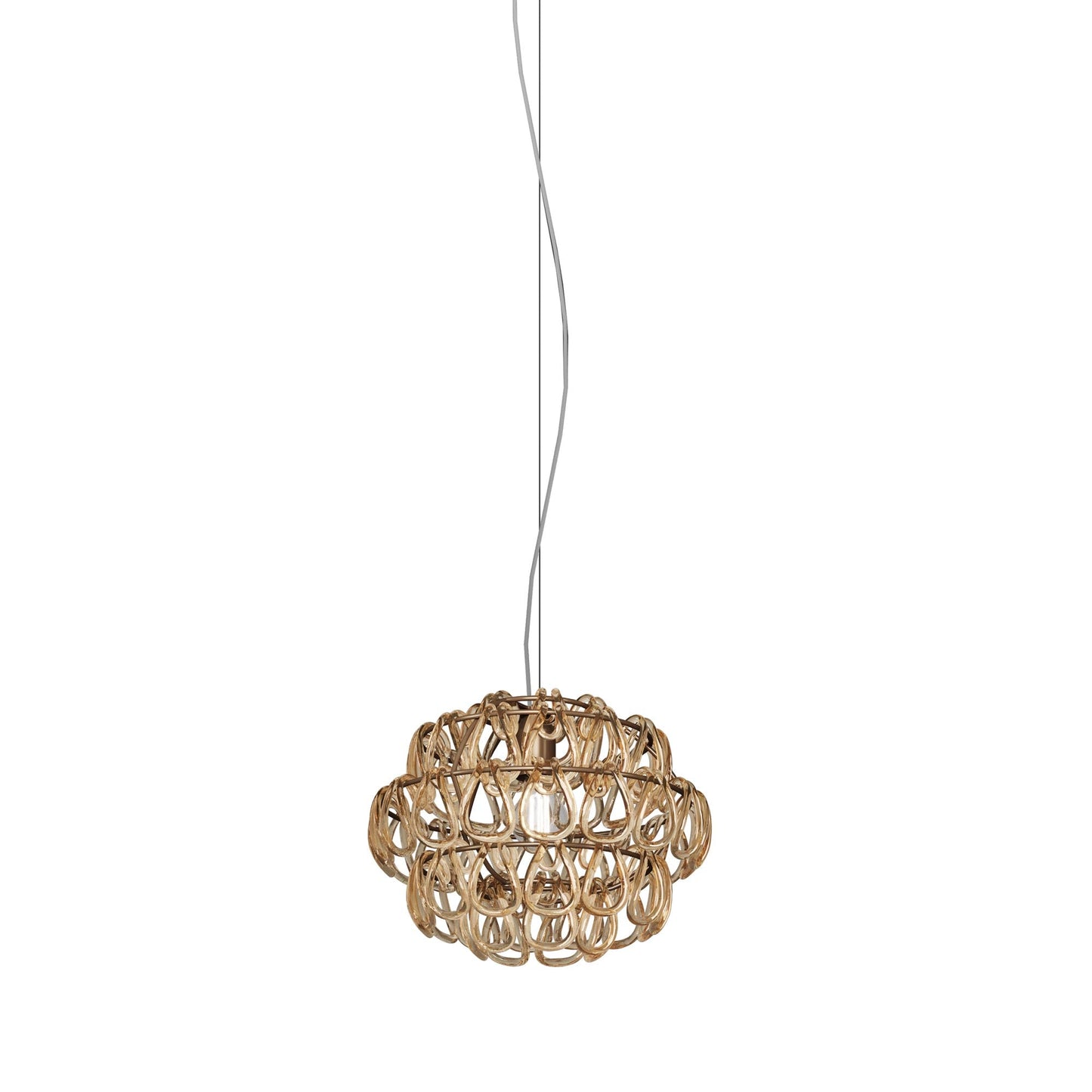 Minigiogali Pendant Light in Crystal Amber/Matt Bronze (14-Inch).