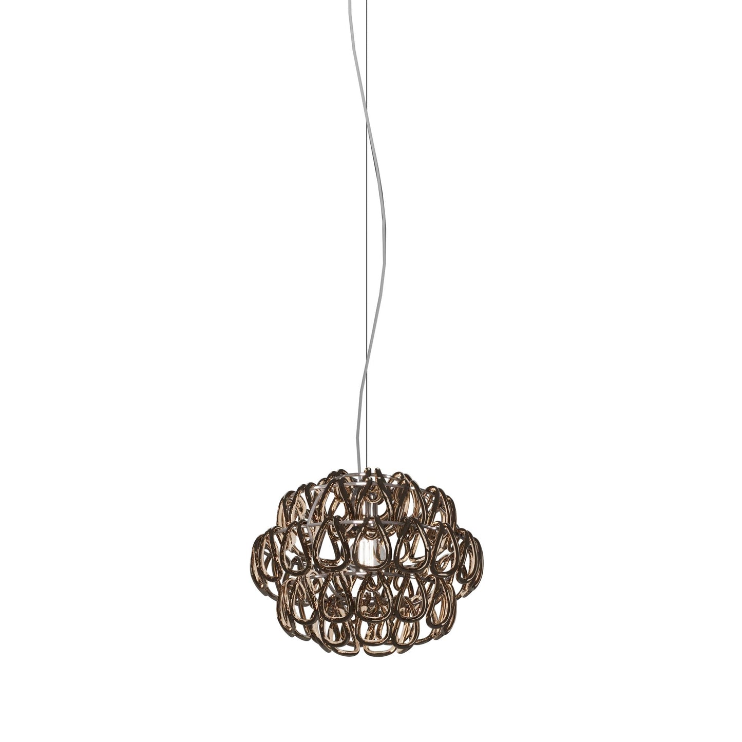 Minigiogali Pendant Light in Crystal Bronze/Glossy Chrome (14-Inch).