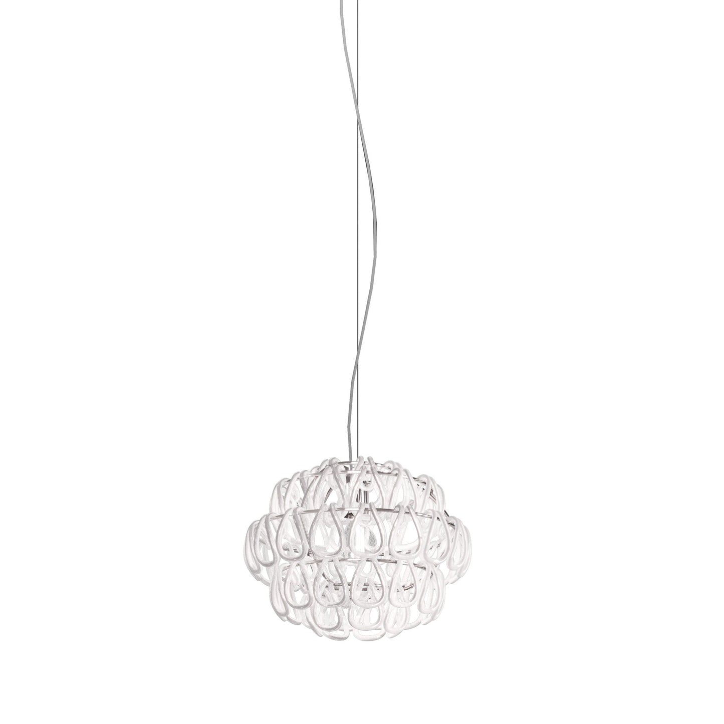 Minigiogali Pendant Light in White/Glossy Chrome (14-Inch).