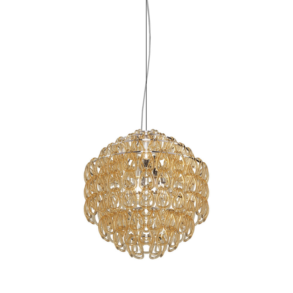 Minigiogali Pendant Light in Crystal Amber/Glossy Chrome (18.5-Inch).