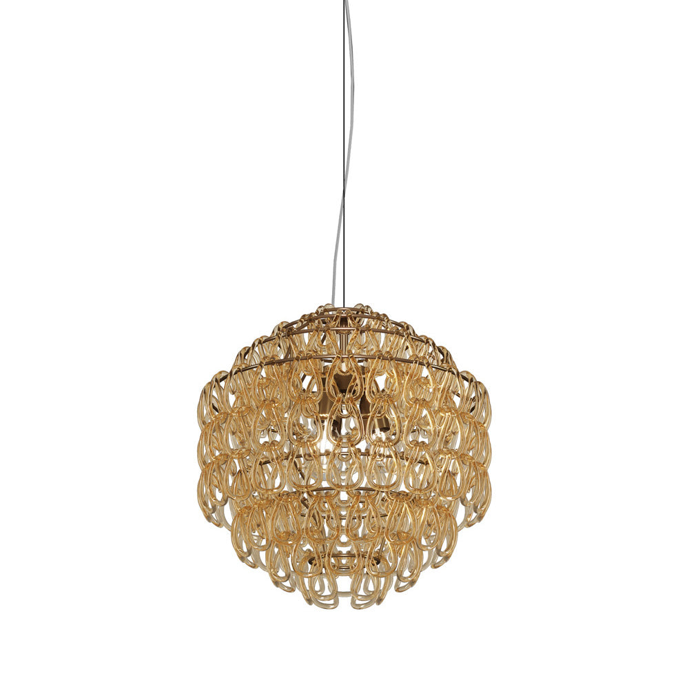 Minigiogali Pendant Light in Crystal Amber/Matt Bronze (18.5-Inch).