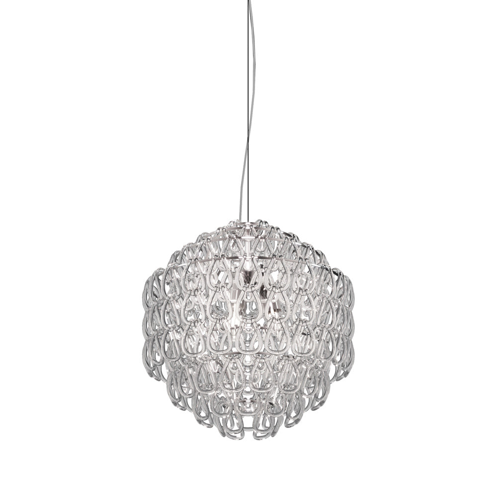 Minigiogali Pendant Light in Crystal Transparent/Glossy Chrome (18.5-Inch).