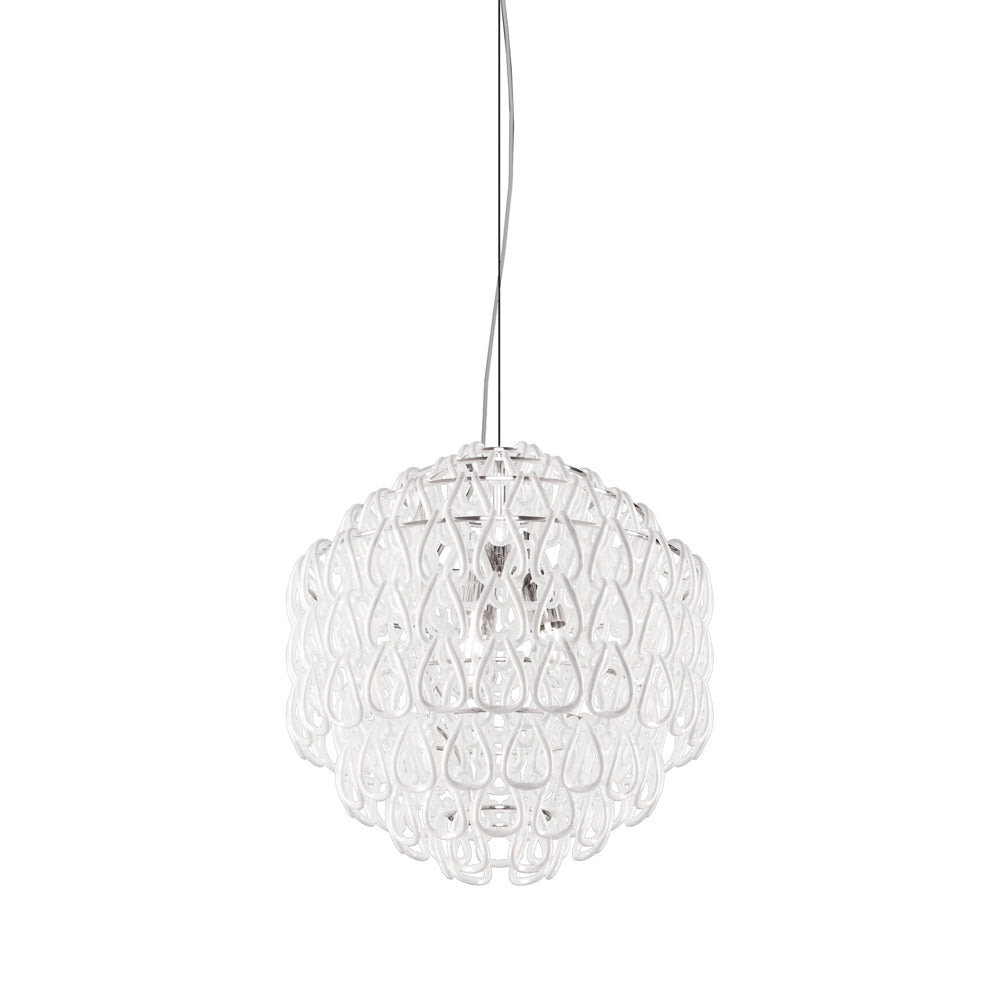 Minigiogali Pendant Light in White/Glossy Chrome (18.5-Inch).