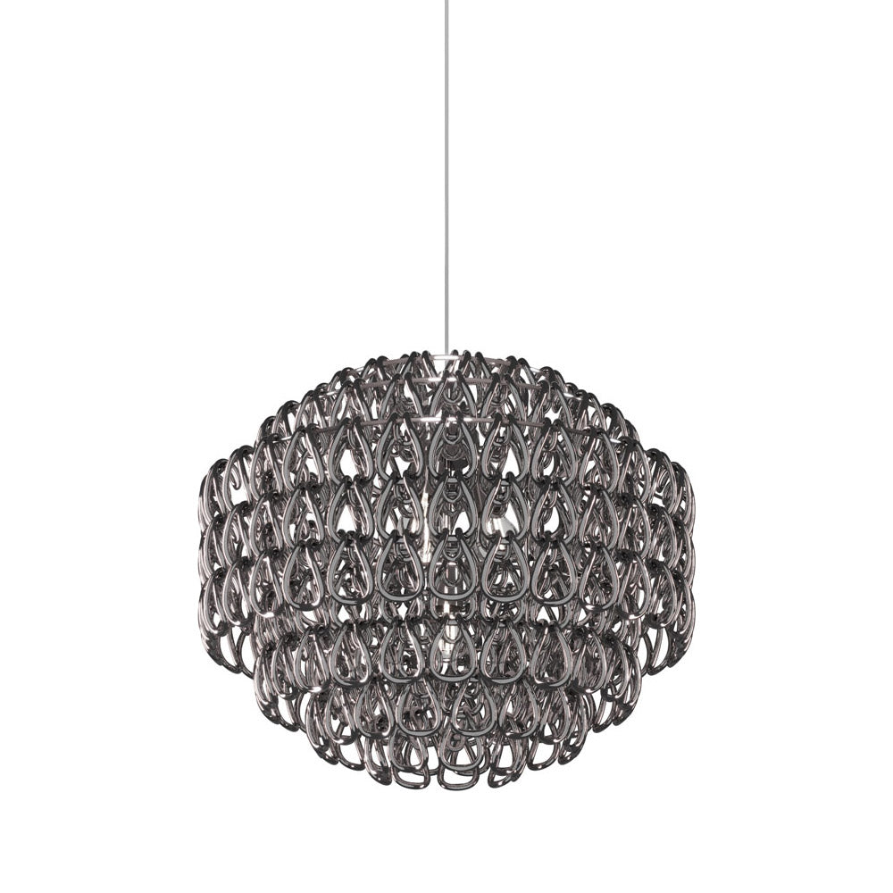 Minigiogali Pendant Light in Crystal Black Nickel/Glossy Chrome (24.5-Inch).