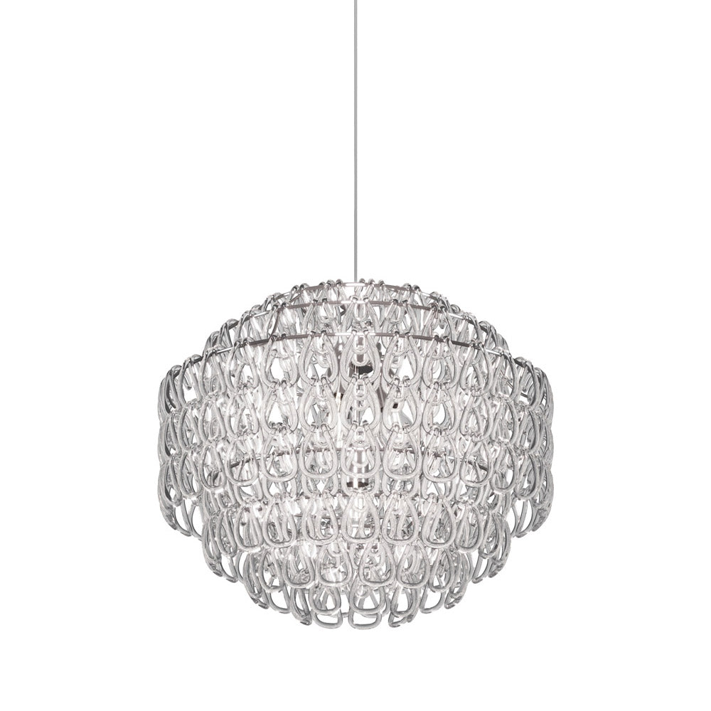 Minigiogali Pendant Light in Crystal Transparent/Glossy Chrome (24.5-Inch).