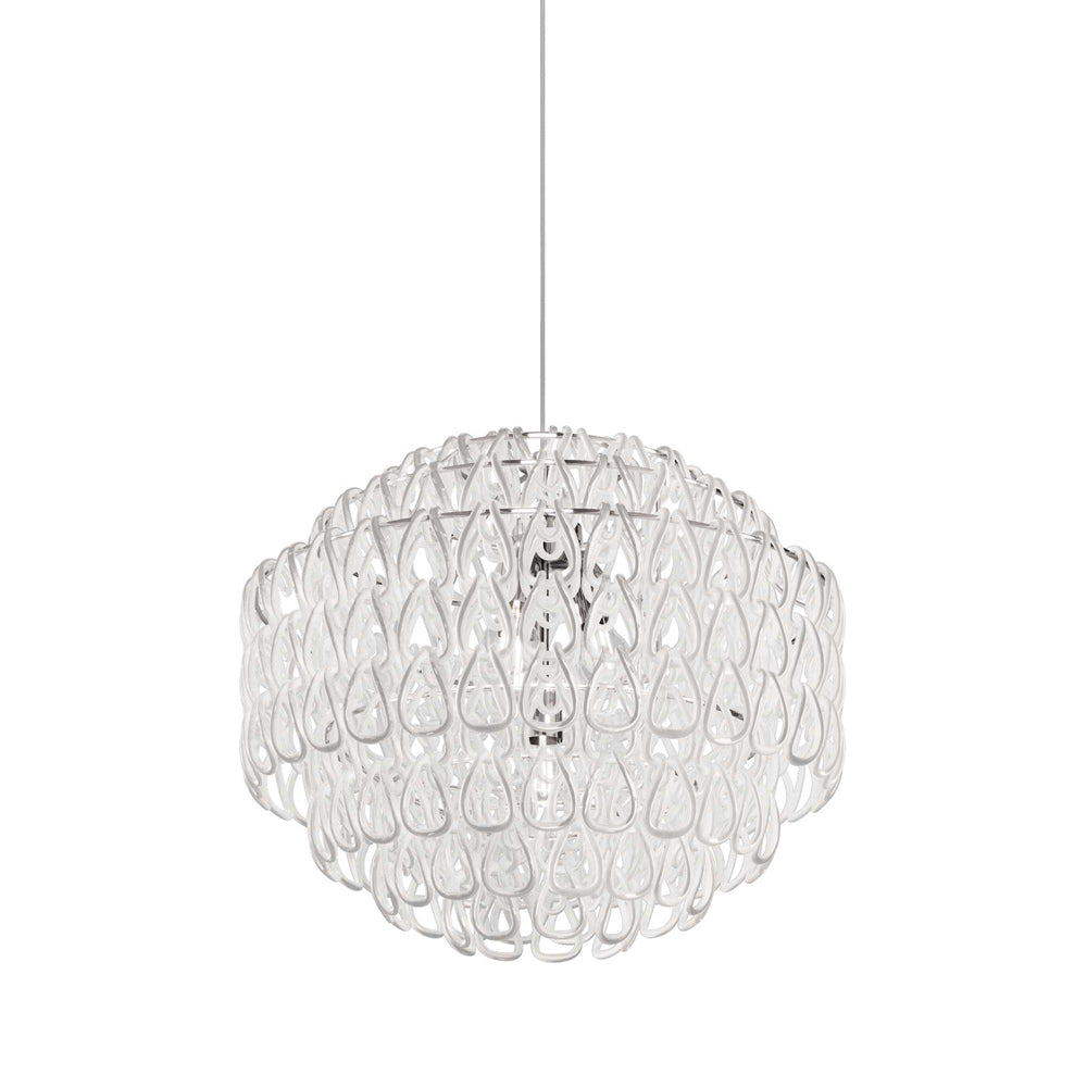 Minigiogali Pendant Light in White/Glossy Chrome (24.5-Inch).